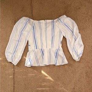 Express Blue and White Off-Shoulder Blouse